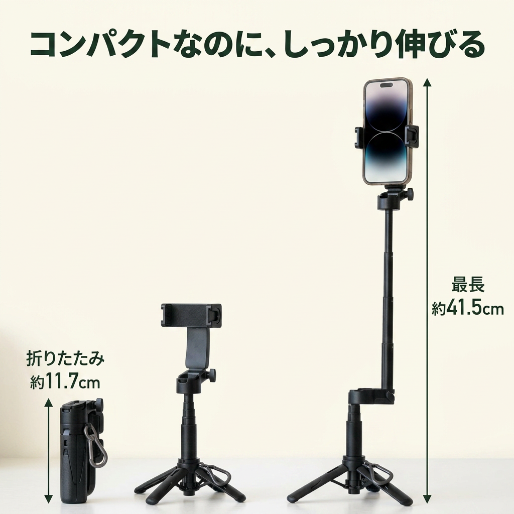 KIZUNA 映-Ei- Bluetooth三脚セルフィースティック — 折りたたみ3WAYスマホスタンド